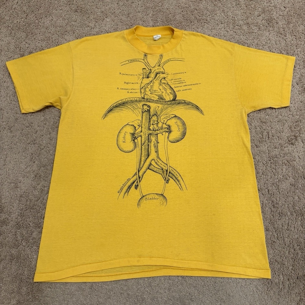 Vintage 1978 Leslie Arwin Human Anatomy T-Shirt Men's XL Circulatory Art 70s